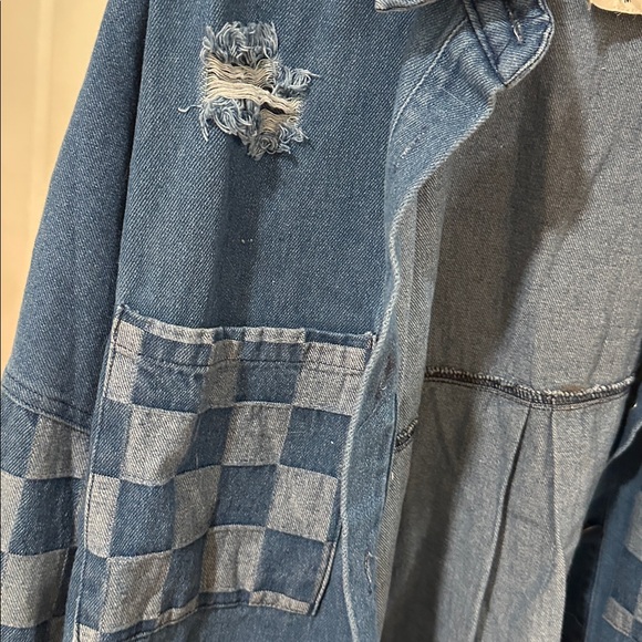 Fantastic Fawn Blue Distressed Button Down Shirt - Picture 4 of 5